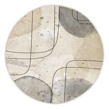 Covor bej lavabil rotund o 100 cm Simple Lines - Mila Home imagine