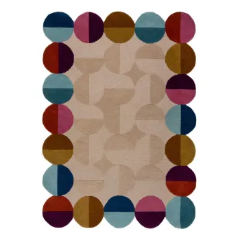 Covor bej tesut manual din lana 120x170 cm Mia Textured Scallop - Flair Rugs imagine