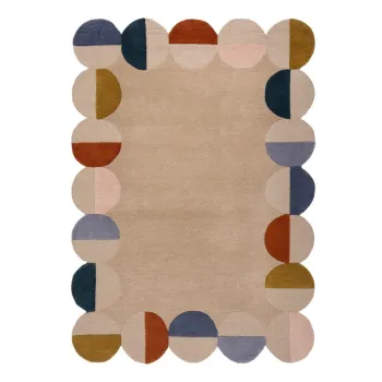 Covor bej tesut manual din lana 160x230 cm Mia Scallop Frame - Flair Rugs imagine