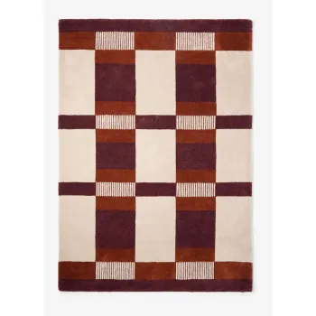 Covor burgundy/crem tesut manual din fibre reciclate 120x170 cm Franka - MADE imagine