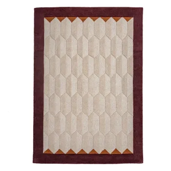 Covor burgundy/in culoare naturala tesut manual din lana 120x170 cm Apex Border Wool - Flair Rugs imagine