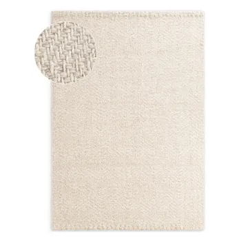 Covor crem-fildes tesut manual din amestesc de lana 160x230 cm Majoli - Elle Decoration imagine