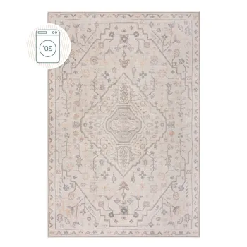 Covor crem lavabil 152x230 cm Teo Traditional - Flair Rugs imagine