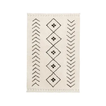 Covor crem lavabil/tesut manual din bumbac 140x210 cm Bereber Rhombs - Lorena Canals imagine