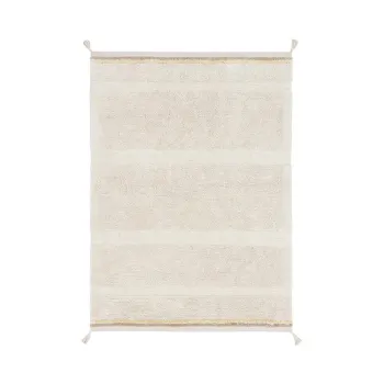 Covor crem lavabil/tesut manual din bumbac 90x130 cm Bloom Natural - Lorena Canals imagine