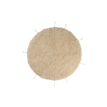 Covor crem lavabil, tesut manual, rotund, din bumbac o 100 cm Moon Multishape - Lorena Canals imagine