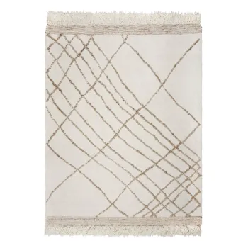 Covor crem tesut manual din amestesc de lana 120x170 cm Astera Linear - Flair Rugs imagine