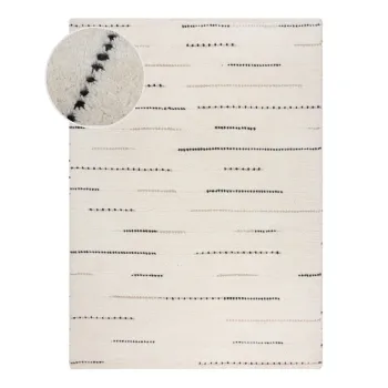 Covor crem tesut manual din lana 120x170 cm Dottie Linear - Flair Rugs imagine