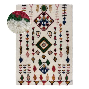 Covor crem tesut manual din lana 120x170 cm Moroccan Fes - Flair Rugs imagine