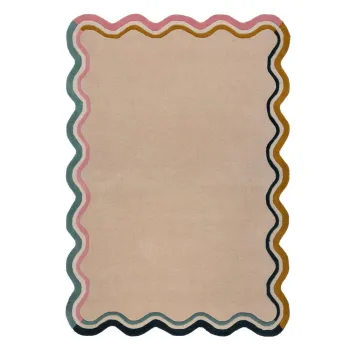 Covor crem tesut manual din lana 200x290 cm Leo Scallop - Flair Rugs imagine