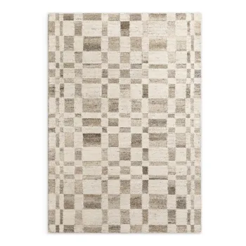 Covor crem tesut manual din lana 80x150 cm Boho 1.0 Structa - Vikosa imagine