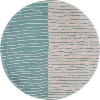 Covor crem-turcoaz lavabil rotund o 120 cm Yuvarlak - Vitaus imagine