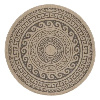 Covor de exterior negru/bej rotund o 80 cm Comilla - Ayyildiz Carpets imagine