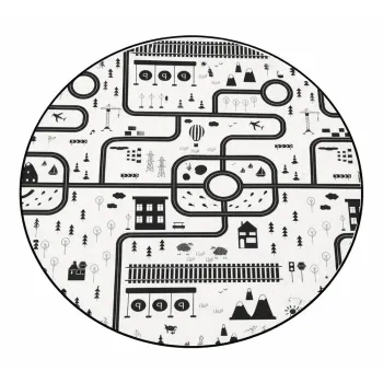 Covor de joaca pentru copii alb-negru lavabil o120 cm In My Town - Mila Home imagine