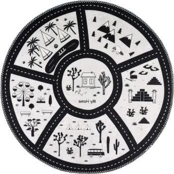 Covor de joaca pentru copii alb-negru lavabil o120 cm My Home - Vitaus imagine