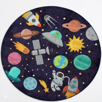 Covor de joaca pentru copii albastru inchis lavabil o120 cm Into The Space - Mila Home imagine
