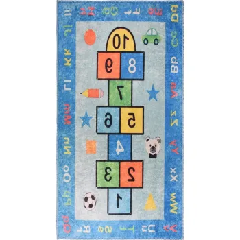 Covor de joaca pentru copii albastru lavabil 160x230 cm Hopscotch Blue - Vitaus imagine