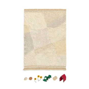 Covor de joaca pentru copii bej din bumbac 120x170 cm Farm Fields - Lorena Canals imagine