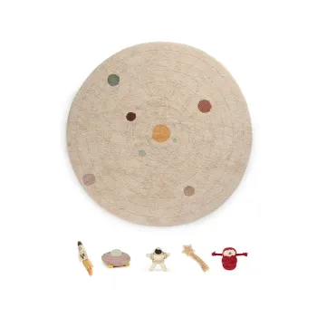 Covor de joaca pentru copii, bej, din bumbac o150 cm Solar System - Lorena Canals imagine