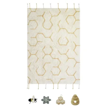 Covor de joaca pentru copii crem din bumbac 90x130 cm Pollination - Lorena Canals imagine