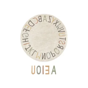 Covor de joaca pentru copii crem din bumbac o120 cm ABC Color and Letters - Lorena Canals imagine