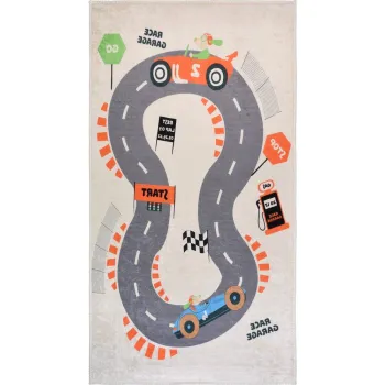 Covor de joaca pentru copii crem lavabil 100x160 cm Race Garage - Vitaus imagine