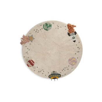 Covor de joaca pentru copii, crem, lavabil, tesut manual din bumbac o140 cm Interstellar Journey - Lorena Canals imagine