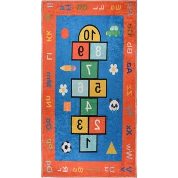 Covor de joaca pentru copii portocaliu lavabil 80x120 cm Hopscotch Orange - Vitaus imagine