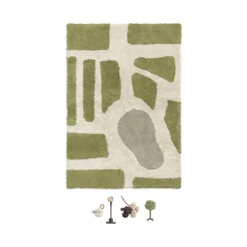 Covor de joaca pentru copii verde/crem din bumbac 90x130 cm Hyde Park - Lorena Canals imagine