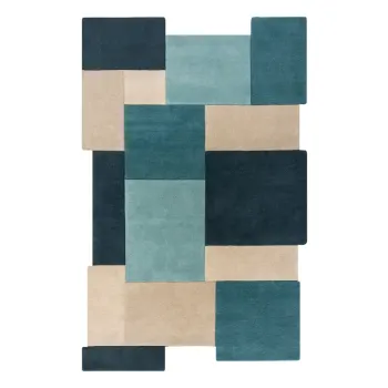 Covor din lana albastru-bej 290x200 cm Abstract Collage - Flair Rugs imagine