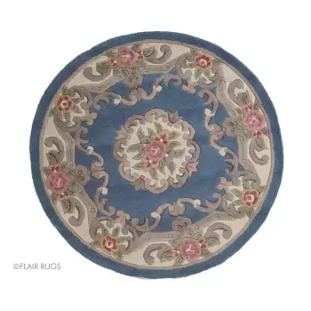 Covor din lana Flair Rugs Aubusson, ? 120 cm, albastru imagine