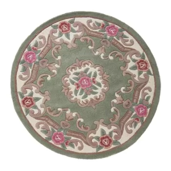 Covor din lana Flair Rugs Aubusson, ? 120 cm, verde imagine