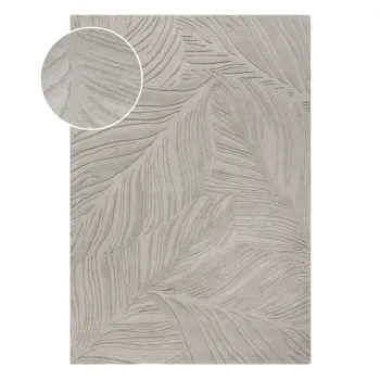 Covor din lana Flair Rugs Lino Leaf, 120 x 170 cm, gri imagine