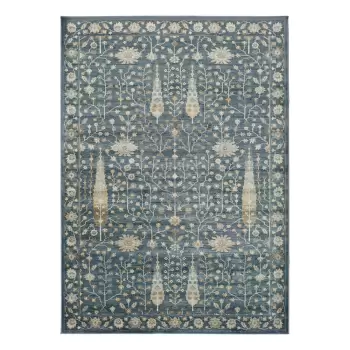 Covor din viscoza Universal Vintage Flowers, 160 x 230 cm, albastru imagine