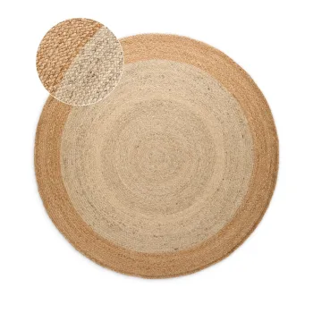 Covor fildes reversibil/tesut manual rotund din iuta o 100 cm Jutta Ivory - Hanse Home imagine