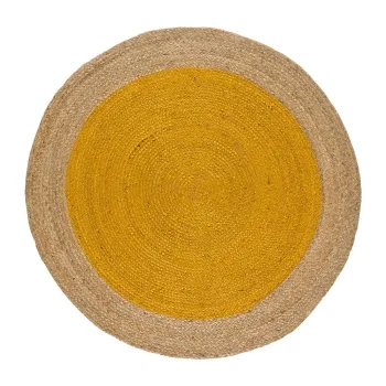 Covor galben mustar-natural rotund o 120 cm Mahon - Universal imagine