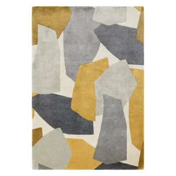 Covor galben ocru/gri handmade din fibre reciclate 120x170 cm Romy - Asiatic Carpets imagine