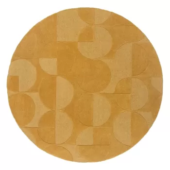 Covor galben rotund din lana o 160 cm Gigi - Flair Rugs imagine