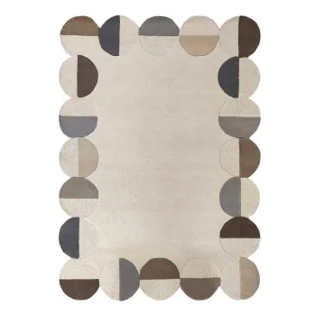 Covor grej tesut manual din lana 160x230 cm Mia Scallop Frame - Flair Rugs imagine