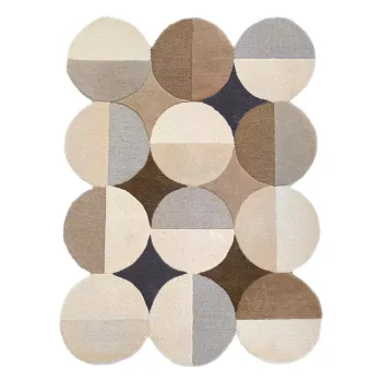 Covor grej tesut manual din lana 200x290 cm Mia Ellipse - Flair Rugs imagine