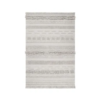 Covor gri deschis/crem lavabil/tesut manual din bumbac 140x200 cm Air Natural - Lorena Canals imagine