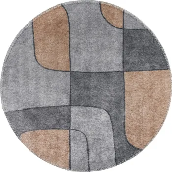 Covor gri lavabil rotund o 80 cm Yuvarlak - Vitaus imagine