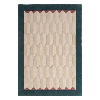 Covor in culoare naturala/albastru-verde tesut manual din lana 200x290 cm Apex Border Wool - Flair Rugs imagine