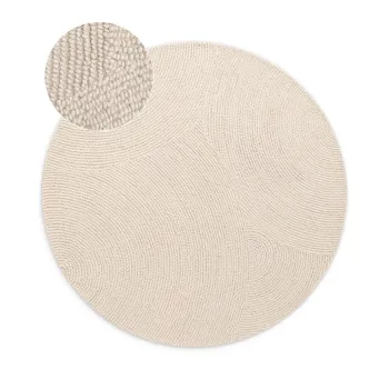 Covor in culoare naturala deschisa, tesut manual, rotund, din lana o 200 cm Eleni Natural White - Hanse Home imagine