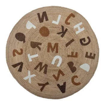 Covor in culoare naturala rotund din iuta o 130 cm Dinne - Bloomingville Mini imagine