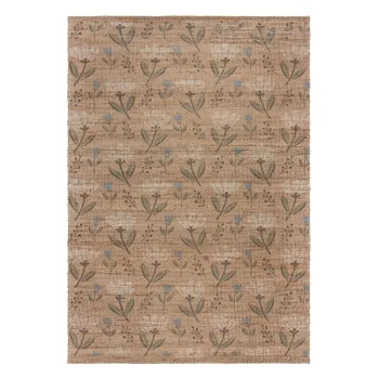 Covor in culoare naturala tesut manual din amestec de iuta 200x290 cm Ariana Jute Floral - Flair Rugs imagine