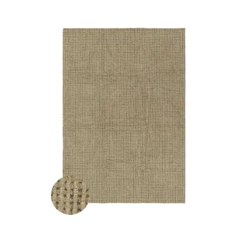 Covor kaki lavabil/tesut manual din lana 80x140 cm Unexpected Wool - Lorena Canals imagine