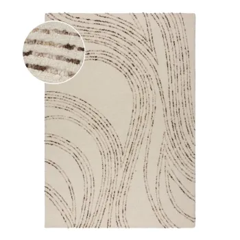 Covor maro/crem din lana 160x230 cm Abstract Swirl - Flair Rugs imagine