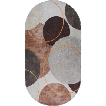 Covor maro-crem lavabil 80x120 cm Oval - Vitaus imagine