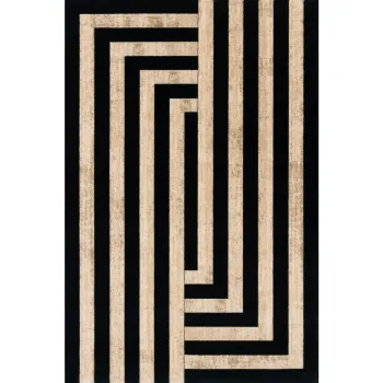 Covor negru-bej din lana 230x340 cm Agnus Art Deco II - Agnella imagine